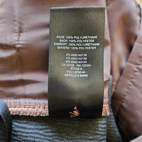 Aritzia Babaton Command Vegan Leather Mid Rise Straight Leg Pants Brown Size 16. - Picture 16 of 16